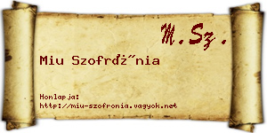 Miu Szofrónia névjegykártya